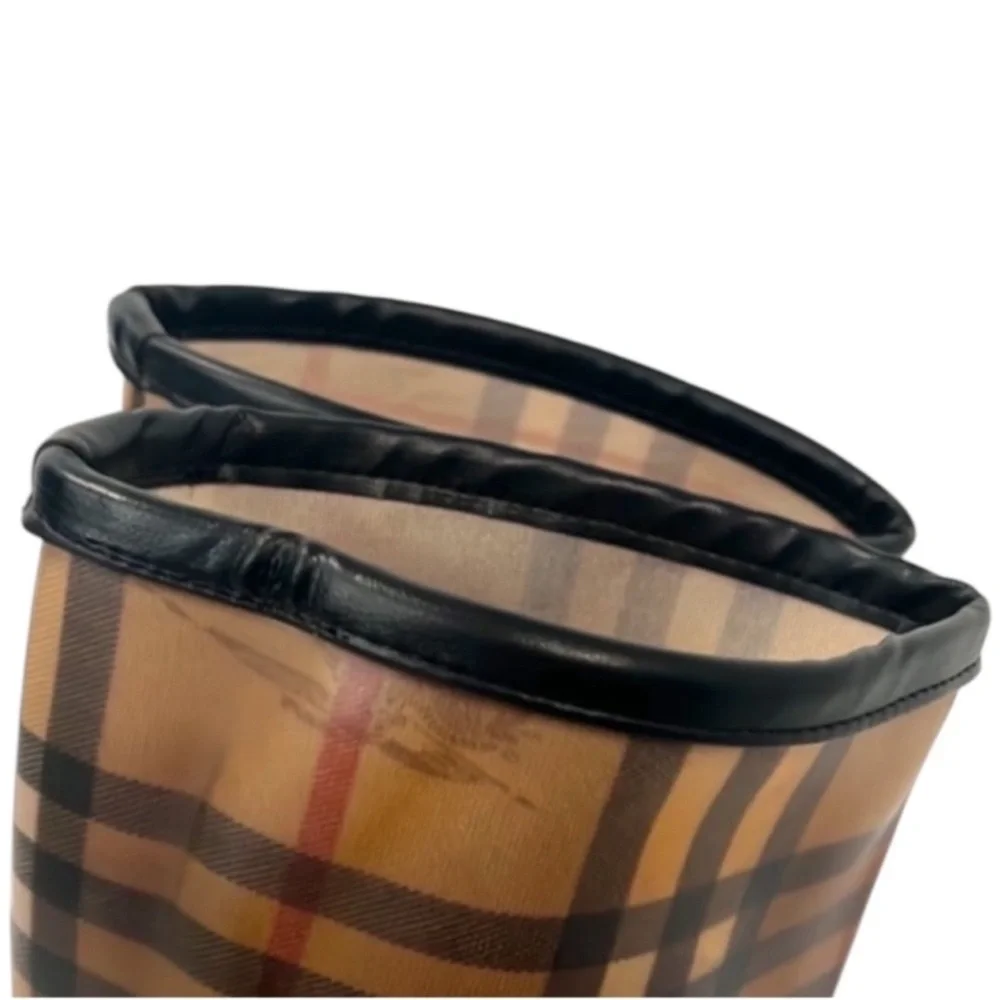 Authentic Burberry luxury designer signature tall waterproof rain boots Girls 4